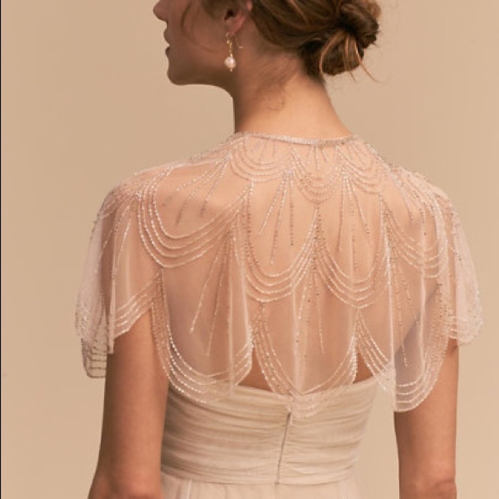 BHLDN Jenny Yoo Gleam Capelet - beaded, rose